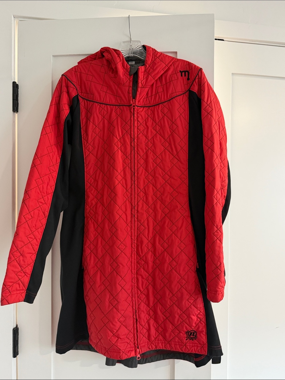 Mammut Red and Black Quilted Hooded Utility Jacket